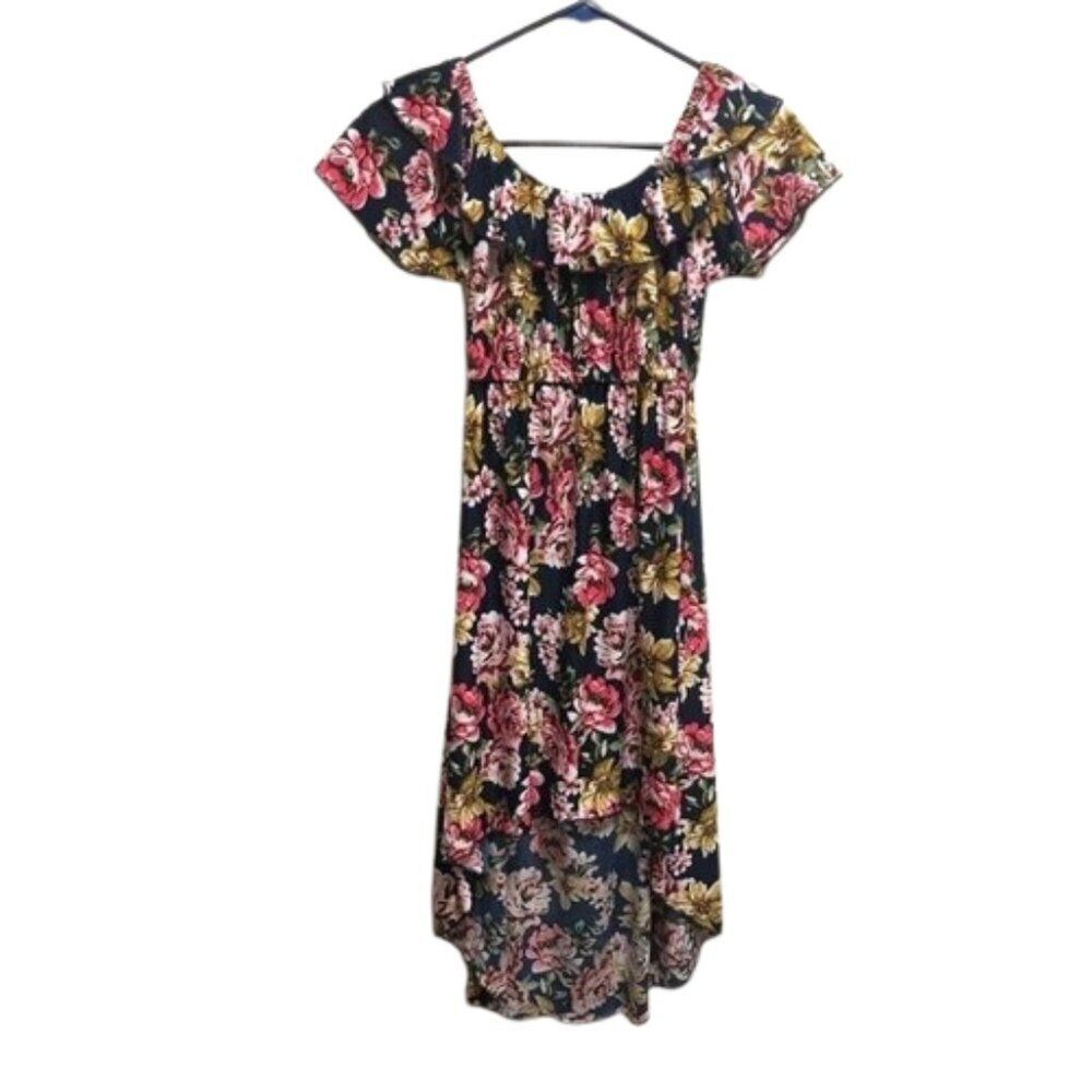 Young USA Girls High low Floral Off the Shoulder dress size small